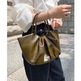 カーキ | ギャザーデザインフェイクレザーバッグ ハンドバッグ 鞄 | KOBE LETTUCE