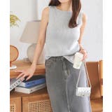 グレー | [ 選べる2タイプ ] ボートネックノースリーブリブニット［C4702］ | KOBE LETTUCE