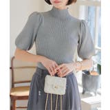 グレー | モックネックorスクエアネックぽわんスリーブニットトップス［C6609］ | KOBE LETTUCE