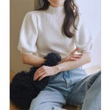 オフホワイト | モックネックorスクエアネックぽわんスリーブニットトップス［C6609］ | KOBE LETTUCE