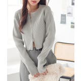 グレー | Wジップショート丈リブニットトップス［C6933］ | KOBE LETTUCE