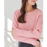ピンク | Wジップショート丈リブニットトップス［C6933］ | KOBE LETTUCE