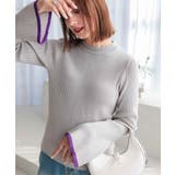 グレー | もっちりニットで着心地抜群袖バイカラーリブニットトップス リブニット ニット | KOBE LETTUCE