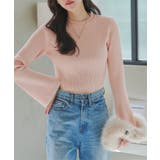 サーモンピンク | もっちりニットで着心地抜群袖バイカラーリブニットトップス リブニット ニット | KOBE LETTUCE