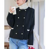 ブラック×アイボリー | ダブルボタンもっちもちニットジャケット［C7195］ | KOBE LETTUCE