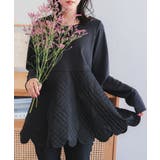 ブラック | キルティング切替スカラップペプラムトップス［C7241］ | KOBE LETTUCE