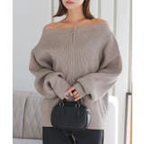 グレージュ | ダブルジップオフショルニットトップス［C7323］ | KOBE LETTUCE