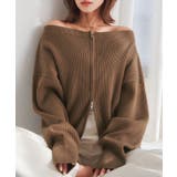 モカブラウン | ダブルジップオフショルニットトップス［C7323］ | KOBE LETTUCE