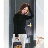 長袖ブラック | [ 田中亜希子さんコラボ ]クルーネックシアーリブニットトップス［C7339］ | KOBE LETTUCE