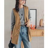 キャメル | サークルボタンフェイクウールジレベスト［C7356］ | KOBE LETTUCE