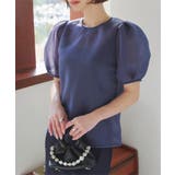 ネイビー | シアーダンボールパフスリーブブラウス［C7365］ | KOBE LETTUCE