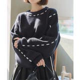 ブラック | ステッチリボンニットトップス［C7384］ | KOBE LETTUCE