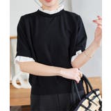 ブラック | シャツレイヤード風サマーニットトップス［C7411］ | KOBE LETTUCE