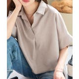 ベージュ | シワになりにくい 清涼スキッパーゆったりブラウス［C7430］ | KOBE LETTUCE