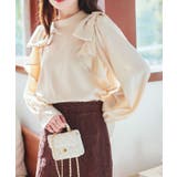 ベージュ | ショルダーリボンフリルブラウス［C7439］ | KOBE LETTUCE