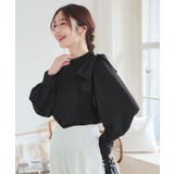 ブラック | ショルダーリボンフリルブラウス［C7439］ | KOBE LETTUCE