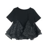 ブラック×ドット | オーガンジードッキングペプラムTシャツ［C7460］ | KOBE LETTUCE