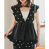 ドットブラック | バルーンペプラムジレ［C7476］ | KOBE LETTUCE