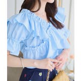 サックス | manywayギャザーフリルオフショルトップス［C7495］ | KOBE LETTUCE
