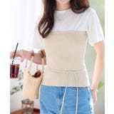 ベージュ | リボンストラップニットベアトップス［C7525］ | KOBE LETTUCE