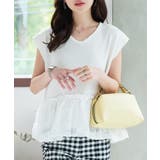 オフホワイト | Vネック裾ジャガードドッキングニットブラウス［C7536］ | KOBE LETTUCE