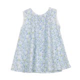 ブルー | バックリボンAライン フラワー柄ブラウス［C7563］ | KOBE LETTUCE