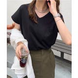 ブラック | 汗じみ防止 UVカット ポケット付きVネックTシャツ | KOBE LETTUCE