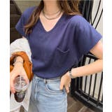 ネイビー | 汗じみ防止 UVカット ポケット付きVネックTシャツ | KOBE LETTUCE