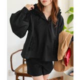 ブラック | フリルフードシャツブラウス フリルフード シャツ | KOBE LETTUCE