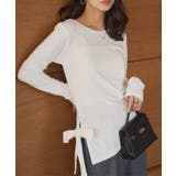 オフホワイト | アシンメトリーサイドリボンスムースロンT［C7671］ ロンT 長袖 | KOBE LETTUCE