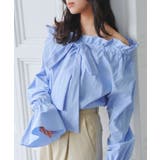 ブルー | 2wayオフショルリボンブラウス［C7706］ オフショル リボンブラウス | KOBE LETTUCE