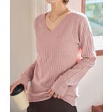 ピンク | M L 太リブVネックもっちりインナーニット［C7714］ | KOBE LETTUCE