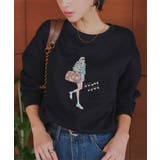 ブラック | プリント柄スウェットプルオーバー［C7747］ プリント スウェット | KOBE LETTUCE