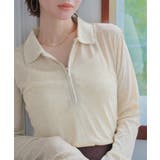 ベージュ | シアーラメハーフジッププルオーバー［C7753］ シアートップス ラメ | KOBE LETTUCE