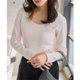 ピンク | 深開きスクエア Uネック 長袖Tシャツ［C7770］ | KOBE LETTUCE