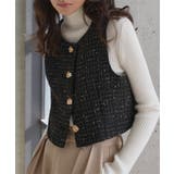 ブラック | ゴールドボタンツイードベスト ゴールドボタン ツイードベスト | KOBE LETTUCE