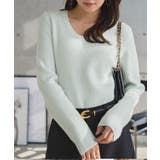 サックス | 深Uネック裏起毛リブニット 深Uネック リブニット | KOBE LETTUCE