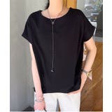 ブラック | ボートネック半袖コットンTシャツ［C7819］ | KOBE LETTUCE