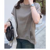 グレージュ | ボートネック半袖コットンTシャツ［C7819］ | KOBE LETTUCE