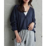 ネイビー | 深Vネックチュニックブラウス［C7868］ 深Vネック チュニック | KOBE LETTUCE