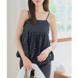 ブラック×ドット | サテンバルーンペプラムキャミトップス［C7958］ サテンキャミソール バルーン… | KOBE LETTUCE
