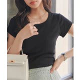 ブラック | UネックフィットTシャツ［C7977］ Uネック 半袖 | KOBE LETTUCE