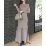 グレージュ | [ Aimiさんコラボ ]裾フリルリブニットワンピース［E3301］ | KOBE LETTUCE