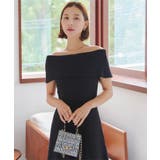 ブラック | マルチway フィット＆フレアオフショルニットワンピース［E3410］ | KOBE LETTUCE