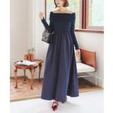 ネイビー | オフショルダードッキングワンピース［E3427］ | KOBE LETTUCE