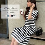 リップルボーダーポロカラーニットワンピース | KOBE LETTUCE | 詳細画像1