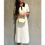 オフ×ブラック | リップルボーダーポロカラーニットワンピース | KOBE LETTUCE