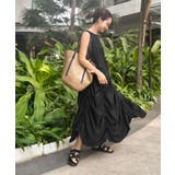 ブラック | [ 春名亜美さんコラボ ]シャーリングフリルワンピース［E3455］ | KOBE LETTUCE