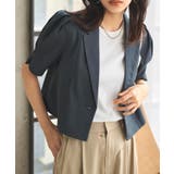 ネイビー | 麻タッチパワショルクロップドジャケット［K1379］ | KOBE LETTUCE