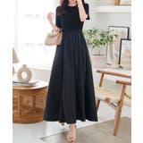 ブラック | エンボスドッキングリブニットワンピース［E3489］ | KOBE LETTUCE